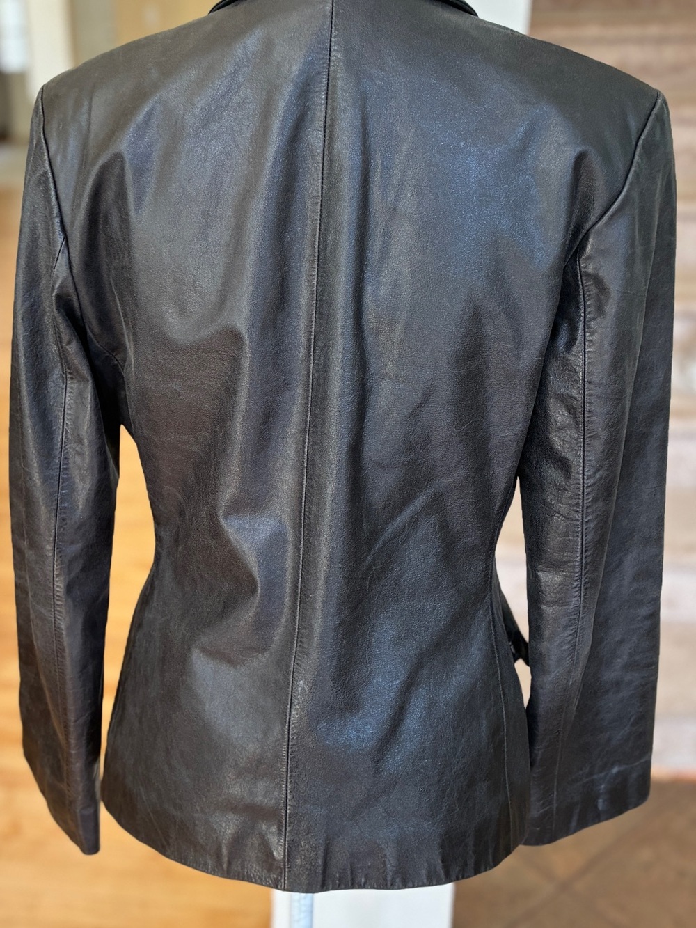 Express Vintage Black Leather Blazer Jacket - Picture 5 of 14